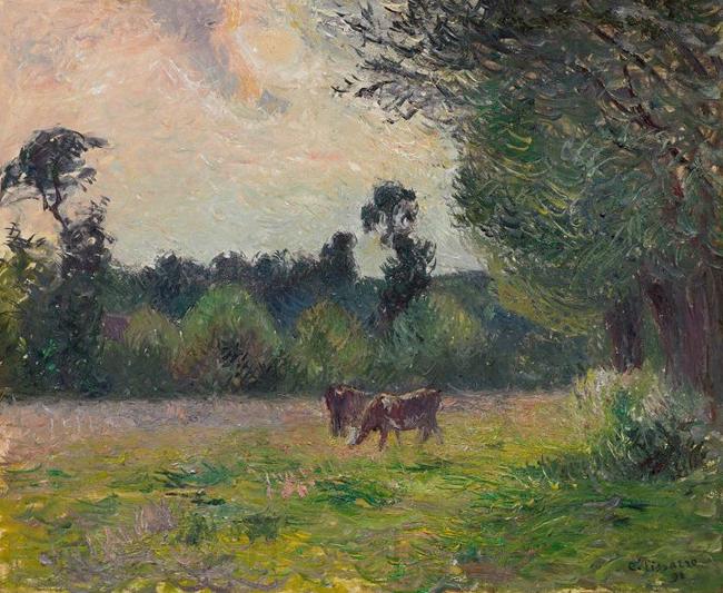 Camille Pissarro Vaches dans un pre, soleil couchant Spain oil painting art